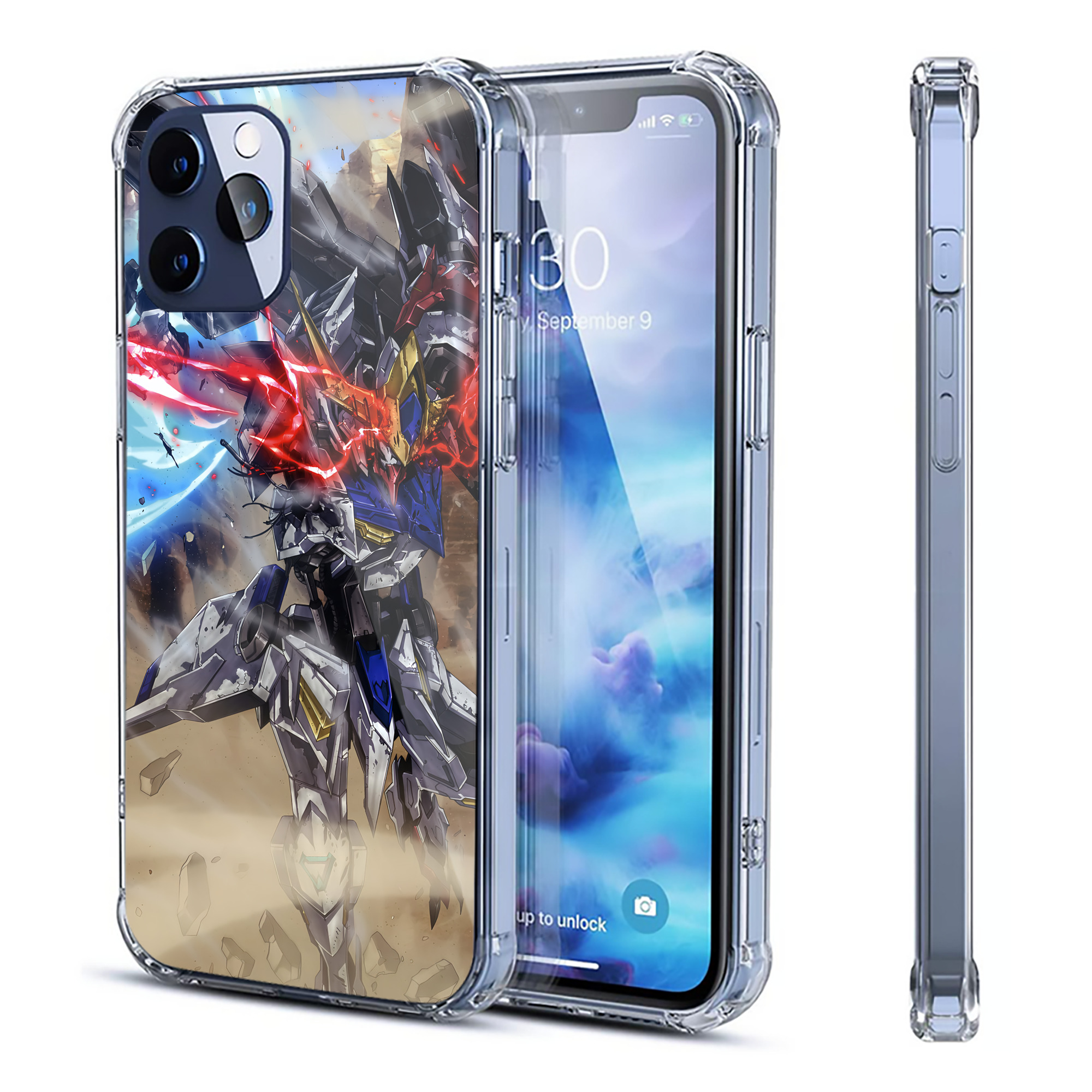 （画像用） 機動戦士ガンダム Mobile Suit Gundam 【iPhone 12シリーズ対応】透明スマホケース（クリアソフトケース）